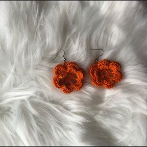 Orange flower earrings